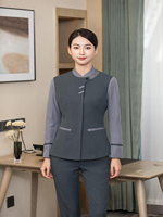 Uniformes de personnel d'entretien hôtelier unisexes à manches longues, coupe ajustée, 100 % polyester, gaufrés, résistants à l'usure et anti-boulochage, marque OEM