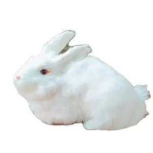 Large White rabbit model Standing Lying leather fur Crafts big white Easter Bunnies doll