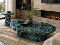 Dalles de granit Lemurian Labradorite bleue pour murs décoratifs, îlots de cuisine cascade, dessus de table à manger, dessus de meuble-lavabo de salle de bain