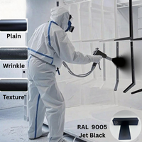 Peinture en poudre polyester haute performance RAL 9005 Jet Black, semi-mate, texture sable, résistance aux intempéries pour fenêtres extérieures, durable