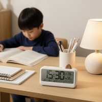 Maßgefertigter Uhrenhersteller Kalender Digitaluhr Batteriebetriebene Feuchtigkeits- und Temperaturanzeige Schlaf-Kinderzimmer Wecker