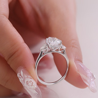 Bague de fiançailles 3 pierres en forme de poire 3CT, or massif 10K/14K/18K, diamant de laboratoire CVD/HPHT certifié IGI, sur mesure