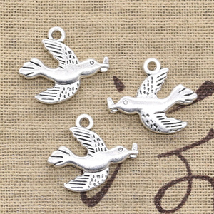 Dijes de <span class=keywords><strong>Paloma</strong></span> de la Paz, <span class=keywords><strong>Golondrina</strong></span>, 21x19mm, Color Plata Antigua, Colgantes para Hacer Joyería Tibetana Hecha a Mano - Product Image 3