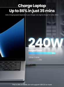 Lung Kay 2M 3M Dual-Kết thúc Right-Angle Loại C Nam 240W Pd Nhanh Chóng Sạc Cáp Nylon Bện Khuỷu Tay Cáp Dữ Liệu Cho Máy Tính - Product Image 5