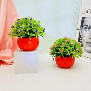 Plante artificielle en pot Baby's Breath, hauteur 12 cm, pot rouge, fleur en soie, bonsaï pour décoration de mariage, arrangement extérieur - Product Image 2