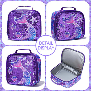 <span class=keywords><strong>Mochila</strong></span> con <span class=keywords><strong>ruedas</strong></span> para niñas, diseño de <span class=keywords><strong>sirena</strong></span> con lentejuelas moradas, para estudiantes de primaria. - Product Image 6