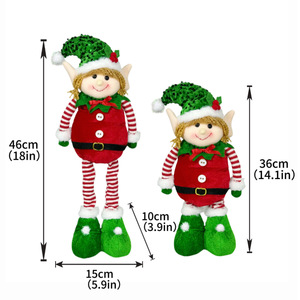 Muñeco de Elfo Navideño a Rayas con Gorro de Santa y Botas - Divertida Figura Decorativa y Adorno para el Hogar - Product Image 4