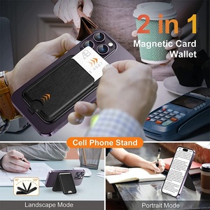 Vegan Leather Phone Wallet Stand Magnetic Card Wallet Organizer Card Holder Secure Design with Card Slot for iPhone - Product Image 2