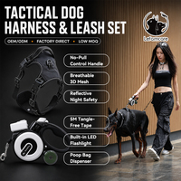 Harnais anti-traction pour grand chien et laisse rétractable, ensemble en nylon robuste 5m, gilet tactique LED OEM