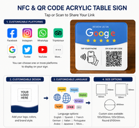 Support de signalisation Google Review en forme de L pour comptoir avec lecture NFC et code QR, et impression personnalisée