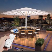 Parasol de terrasse rond blanc imperméable en tissu avec structure en alliage d'aluminium pour café