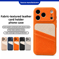Étui de téléphone de luxe 2-en-1 avec porte-cartes pour 11-17 Pro Max pour S23-S26 Ultra 14 Plus |   Coque arrière en cuir PC+TPU avec fente pour cartes