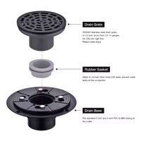 AMAXO Crépine ronde pour drain de sol Grille de couverture en acier inoxydable Noir mat Drains de douche de salle de bain