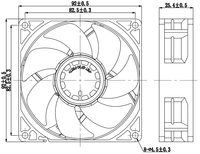 92mm 9225 Alto flujo de aire Enfriador de luz de potencia Flujo axial 92x92x25mm Ventilador sin escobillas de CC 12V 24V
