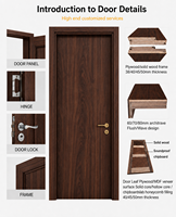 Porte intérieure en noyer foncé, cœur massif, placage bois, design moderne de luxe, pour villa et hôtel, sur mesure, directement de l'usine