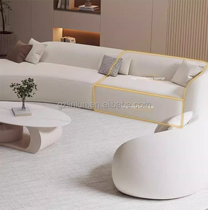 मक्खन शैली के सोफे इतालवी न्यूनतम रहने वाले कमरे के बड़े स्थान घुमावदार डिजाइन कम रखरखाव तकनीक कपड़े ट्रेंडिंग मखमली सोफा - Product Image 3