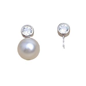 ต่างหูเงินแท้ Wenchi S925 รุ่น Queen แบบเข็มตรง ประดับเพชรซิคอนเดี่ยว ไข่มุก 9-13 มม. เครื่องประดับหรูหรา รุ่น 16952 จากประเทศจีน - Product Image 5