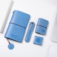 Étui à crayons et porte-cartes en similicuir bleu personnalisable, style frais, avec reliure sans fil parfaite, idéal pour coffret cadeau et logo scolaire