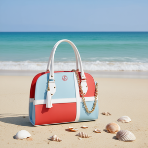 Bolso Tote para Mujer Fana Ilma, Rojo y Azul, PU Impermeable, con Cadena, Estilo Casual, Cierre Abierto - Product Image 2