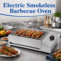 Barbecue Électrique Commercial Sans Fumée en Acier Inoxydable, Machine à Kebab, Plaque Antiadhésive Amovible, 220V, Usage Professionnel en Restaurant