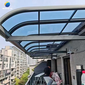 SUNTO Aluminium-Polycarbonat Outdoor-<span class=keywords><strong>Pergola</strong></span> Überdachung Dachgestell Gartenlaube Sonnenpavillon LED Umweltfreundlich Natur - Product Image 1