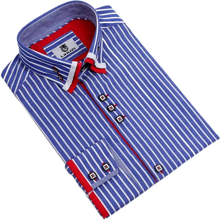 2023 In Stock latest fashion design Italian style double collar men casual shirt