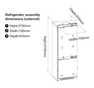 Réfrigérateur encastrable 15,9 pieds cubes en acier inoxydable, porte française, congélateur bas de 30 pouces avec distributeur d'eau et machine à glaçons - Product Image 6