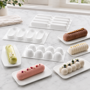 TangChu Ensemble de moules de cuisson en silicone à barres longues 6 et 8 cavités - pour gâteaux, mousses, aliments pour bébés et pains vapeur - Product Image 1
