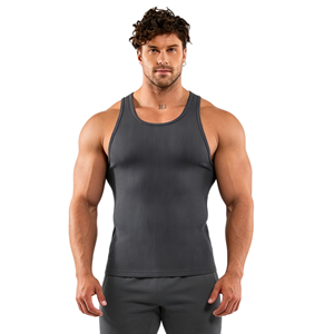 Canotte da allenamento in maglia a compressione gilet Skinny a coste sportive in <span class=keywords><strong>cotone</strong></span> Spandex personalizzate da <span class=keywords><strong>uomo</strong></span> con <span class=keywords><strong>canottiera</strong></span> Slim Fit - Product Image 1