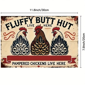 Letrero Metálico Divertido para <span class=keywords><strong>Gallinero</strong></span>, Decoración Rústica para Pared de <span class=keywords><strong>Gallinero</strong></span> con la Frase 'We Are All Cluckin Crazy' - Product Image 2