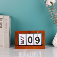 Calendrier de bureau perpétuel en bois à pages tournantes, ornement minimaliste réutilisable pour rappel de date, idéal pour la maison, le bureau ou comme accessoire photo