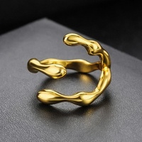 Vente en gros de bijoux bagues personnalisées en acier inoxydable plaqué or 18 carats bagues pour femmes bijoux tendances et étanches bague ouverte géométrique
