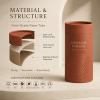 Empaque de Tubo de Papel de Grado Alimenticio Personalizado, Caja Cilíndrica de Kraft OEM para Café, Té y Alimentos Secos, Certificación FSC y BRC