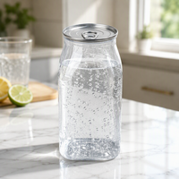 EN STOCK – Nouveau style – Bouteille transparente en PET de 500 ml (16 oz) avec couvercle à anneau facile à ouvrir pour boissons gazeuses et café