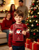 Cartes de vœux personnalisées Fenghetong en feuille d'or pour enfants, cartes cadeaux de Noël de luxe en gros pour les meilleurs vœux de saison
