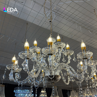 Lustre LEDA à 10 têtes en acrylique pour décoration de plafond de mariage, fête ou scène événementielle