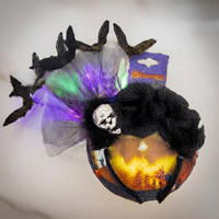 Hiasan Kepala Wanita Halloween Buatan Tangan dari Bahan Campuran Bentuk Tengkorak dan Bunga, Aksesoris Rambut Lucu untuk Prank, Penambah Suasana Seram dan Gelap