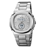 SKMEI 2279 jam tangan Analog pria, arloji olahraga Digital Alarm Lcd stainless steel 5ATM