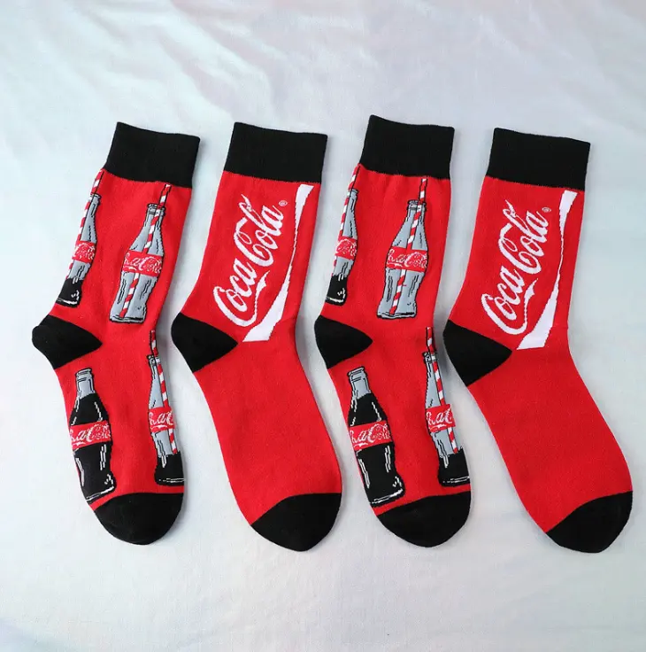 Fashion Men's soda red wine pattern jacquard novelty socks