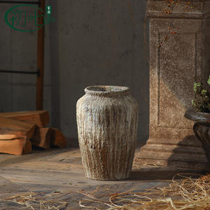 Jarrón decorativo vintage Wabi Sabi, cilíndrico, hecho a mano, para mesa, maceta para flores, para decoración del hogar. - Product Image 2