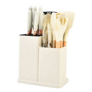 Accessoires de cuisine pour la maison et les ustensiles de cuisine 19pcs manche en bois outils en silicone avec planche à découper et couteaux ustensiles de cuisine - Product Image 1