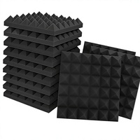 Lot de 12 panneaux acoustiques insonorisants en mousse de polyuréthane noire ignifuge, forme pyramide, 12x12x2 pouces, 25kg/m³, pour projets modernes complets