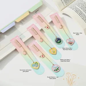 Fresh Floral Starry Sky Design Metal Page Bookmark Cute Pendant Students Reading Bookmarks Stationery for Promotional Bookmarks