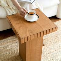 Table basse vintage en bois massif de style français, minimaliste, d'inspiration mid-century, mobile, pour salon, petite table carrée, usage domestique