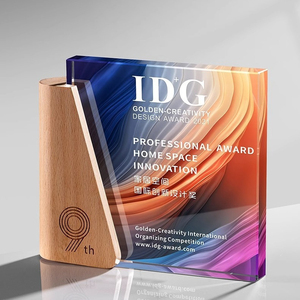 Placa de Trofeo de Madera y Cristal Personalizable con Impresión UV, Premio para Reuniones Anuales, Regalo de Autorización para Agentes Comerciales - Product Image 2