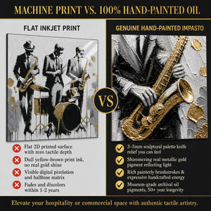 Dipinto a Olio di Banda Jazz con Accenti Dorati, Decorazione Murale Pop Art in Bianco e Nero per Interni di <span class=keywords><strong>Amanti</strong></span> della Musica - Product Image 4