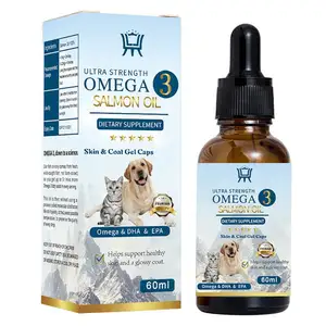 Private brand cat dog salmon oil supports joint function immunity Omega 3 liquid pet food supplement
