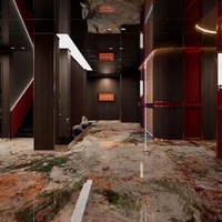 Revêtement de sol et panneau mural en marbre liquide époxy personnalisé, design moderne pour hôtel de luxe, carreaux de marbre rose quatre saisons