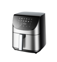 Friteuse à air chaud numérique 8L carrée en acier inoxydable à double panier, antiadhésive, nettoyage facile, air chaud à 360°, contrôle tactile, double chauffage, usage domestique
