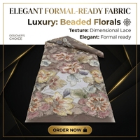 Tissu brodé de perles florales, ruban à sequins, maille textile pour robe de soirée, tenue de scène et vêtements de cérémonie